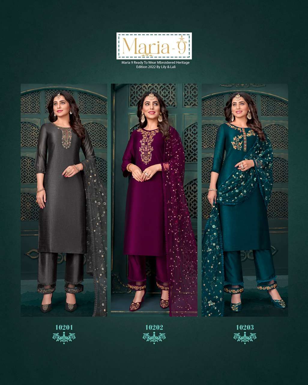 Lily & Lali-Maria 9-Silk-Handwork-Kurti-Inner-Silk-Pant-Sequence-Embroidery-Work-Dupatta-Collage1